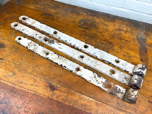 3 Antique Iron Straps for Barn Door Hinges ~ Old Architectural Hardware - Picture 1 of 6