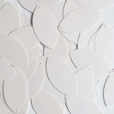Navette Leaf Sequin 1.5" Cream Vanilla Opaque Satin Pearl Couture Paillettes - Image 1 of 2