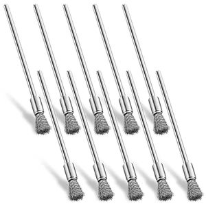 10 Pcs Small Wire Brush Extended Wire Brush for Drill Stainless Steel Wire Brush - Picture 1 of 11