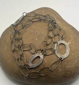 Silpada Sterling Silver 925 Oval Link Necklace Chain Hammered Oxidized Long #5 - Picture 1 of 8