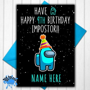 Among Us Personalised Birthday Card Any Name or Relative + Age - Picture 1 of 4