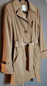 Croft&Barrow Trench Coat Womens Sz L Tan Lined Belted - Picture 1 of 8
