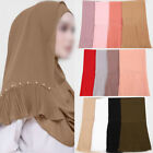 Damen Chiffon Schal Schals Hijab Muslim Schals Schalldämpfer Perle Dekoration
