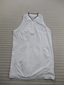 Athleta Womens Vest Large White Shirt V Neck Quarter Zip Stretch Athletic Nylon - Picture 1 of 11
