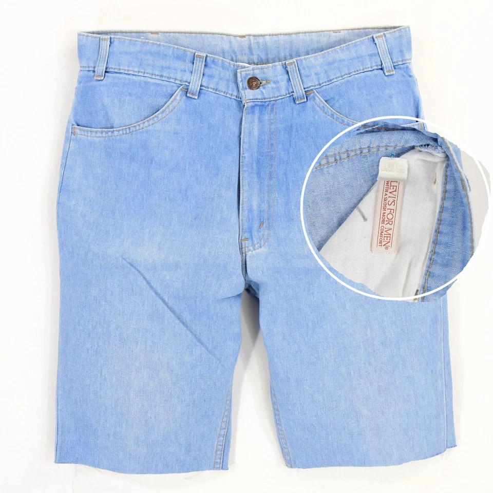 1970's Vintage Men's Levi's Denim Shorts Light Blue Wash Skosh More comfort 32  - Image 1 of 4