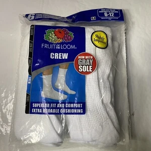 Men's Fruit Of The Loom Crew Socks Size 6-12 Slightly Imperfect 6-Pack - Picture 1 of 4