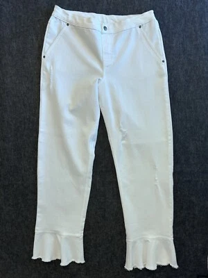 Leggings blancos Skimmer de tiro medio de mezclilla con volantes grandes para mujer Tono nuevos con etiquetas Foto 1 de 4