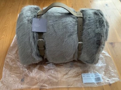 NEW RH Restoration Hardware Ultra Faux Fur Blanket Throw Graphite Gray 50 x 60 - Image 1 of 4