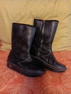Alegria Leather Shearling  Lined Boots Black Size 38