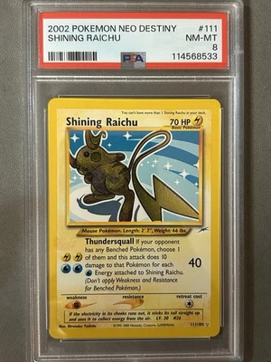 Pokemon Shining Raichu Neo Destiny Unlimited Holo Secret Rare #111 PSA 8 - Image 1 of 2