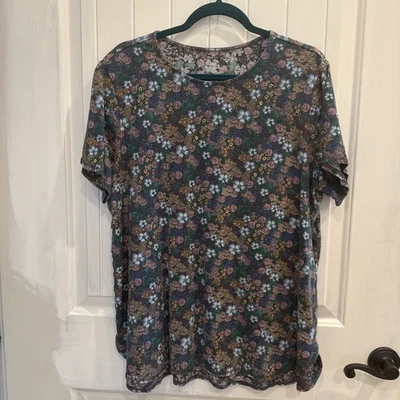 Camiseta manga corta J.Jill talla XL floral algodón spandex Foto 1 de 4