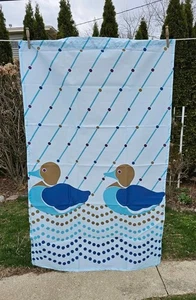 NOS TENDE BAGNO A POIS ANATRA GRAFICA VINTAGE ANNI 70 80 JANE DE JONGE RETRO - Foto 1 di 7