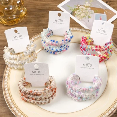 Paquete de 3 corbatas de felpa crujientes suaves elásticas colores de otoño para mujer niña Foto 1 de 3