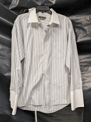 Camisa Donald J Trump Signature Collection Hombre’s 18 34/35 Gris Blanco Negocios Foto 1 de 4