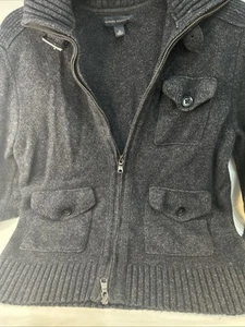Banana Republic S Dark GRAY LambsWool Blend Zip Front Jacket Sweater Coat - Picture 1 of 24