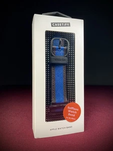 CASETiFY Saffiano Apple Watch Armband (38 / 40 mm) - Schwarz / Blau - Neu in Box - Bild 1 von 3