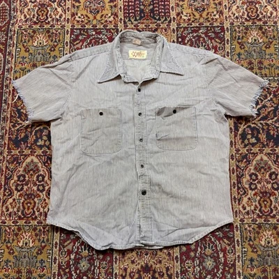 Camisa de Trabajo De Colección Años 50 60 Para Hombres Mundo Seattle Nogal Rayas Manga Corte 2 Bolsillos M Foto 1 de 4