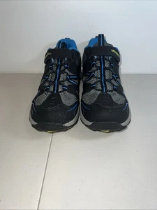 Merrell Boys Trail Chaser Hiking Shoes Black Blue MK261971 Leather Hook Loop 6M - Picture 1 of 10