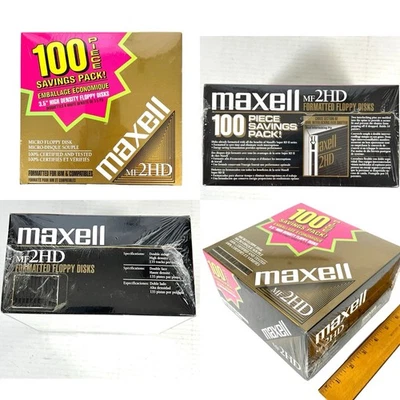 Disquetes Maxell Vintage Paquete de 100 Ahorros 3.5 MF 2HD Formato IBM Hechos en EE. UU. NUEVOS Foto 1 de 4