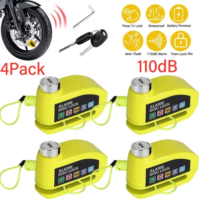 Bloqueo de freno de disco 4 piezas alarma sonido antirrobo bicicleta motocicleta bloqueo de rueda Foto 1 de 4