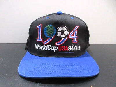 VINTAGE World Cup Hat Cap Snap Back Black Blue 1994 USA Soccer Futbol Mens 90s - Image 1 of 4