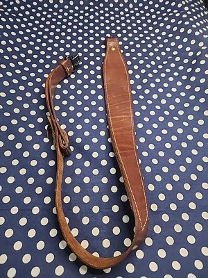 VINTAGE KASSNAR SPAIN WHITE STITCHED LEATHER RIFLE SLING WITH SWIVELS  - Image 1 of 4