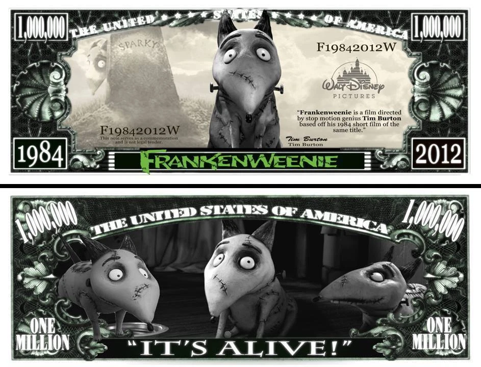 FRANKENWEENIE TIM BURTON BILLET MILLION DOLLAR! Collection Animation Walt Disney