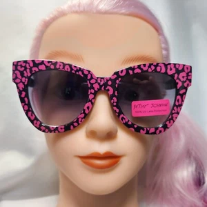 NWT Betsey Johnson Oversized Leopard Print Sunglasses Cat Eye - Picture 1 of 7