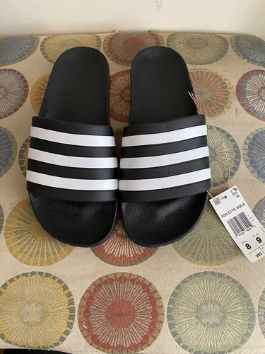 Adilette Aqua Slides uomo bianco e nero F35543 Sandali Adidas nuovi con scatola