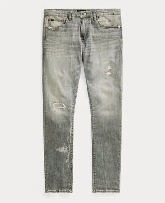 $198 Polo Ralph Lauren Sullivan Slim Distressed  Stretch Gray Denim Jean 32x32 - Image 1 of 4