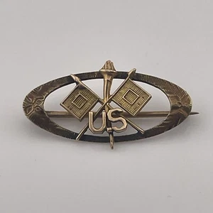10k Gold WWII US Army Signal Corps Sweetheart Brooch Pin Communications School - Picture 1 of 11
