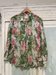 Gordon Smith Floral Shirt 14 L Viscose Nylon Ladies Women’s Blouse Top