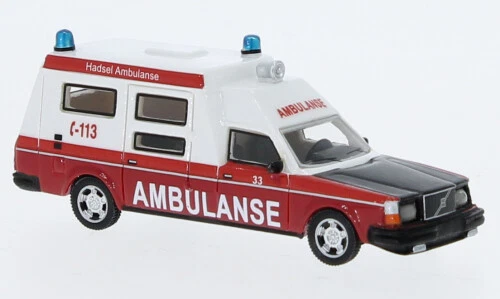 BoS-Models BOS87717 - 1/87 Volvo 265 Ambulance Norway, White/Red, 1985 - New - Image 1 of 1