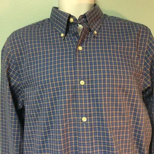 Camisa para hombre Silla de montar talla M azul a cuadros manga larga fácil cuidado envío gratuito - Imagen 1 de 4