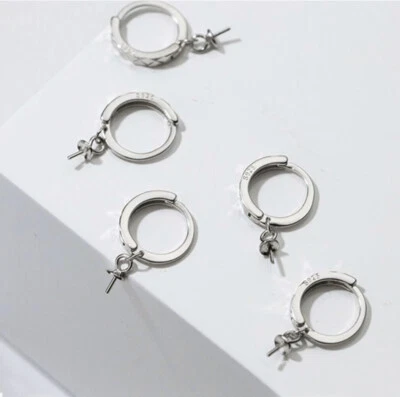 925 Sterling Silver Diamond Cut Lever Back Hoop Earring Findings A4021 - Image 1 of 4