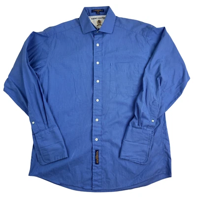 VTG 90s Tommy Hilfiger Mens L Long Sleeve Button Up Blue 15-1/2 34-35 - Imagem 1 de 4