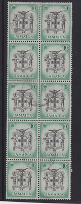 JAMAICA 1956 10/= SG173  USED BLOCK OF 10 CAT.£250.00+. - Image 1 of 2