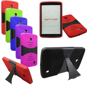 For LG G PAD F 7.0 /LK430 Shockproof Armor Hybrid Kickstand Hard Soft Case Cover - Picture 1 of 8