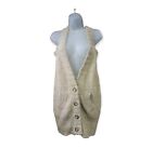Free People Size Small S Tan Sleeveless Cardigan Buttons Knit Wool Blend Duster