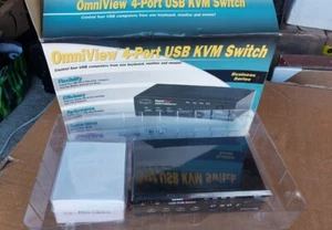 Belkin Omniview 4-Port USB KVM Switch Model F1D104-USB w/power supply - unused - Picture 1 of 4