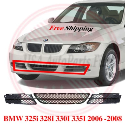 For 2006-2008 BMW 325i 328I 330I 335I Front Bumper Lower Grille Insert Set Black — 第 1/4 张图片