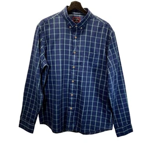 UNTUCKit Shirt Mens Size L Blue Windowpane Check Long Sleeves Pocket Button Down - Picture 1 of 6