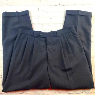 Giorgio Armani Wmn's 12 Pleated Cuffed Trousers Dark Grey Foto 1 de 4