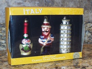 Ornamenti Albero di Natale in Vetro Soffiato Tema Italia Torre di Pisa, Gondoliere, Chianti - Foto 1 di 4