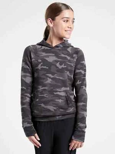 NEW Athleta Girl In Your Element 2.0 Hoodie Sweatshirts Top Black Camo XXL - Picture 1 of 4