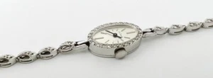 Vintage Ladies LeCoultre Solid 14K White Gold Watch -  Diamonds Bezel & Band - Picture 1 of 9