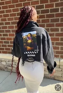 Cropped Denim Mona Lisa black jacket womens - Picture 1 of 6
