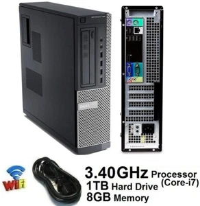 Dell OptiPlex Desktop PC Intel Core i7 8GB Ram 1TB HDD  DVD-RW Windows 10 PRO - Afbeelding 1 van 8