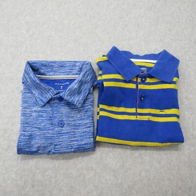 Camisa Niños Talla M Azul Amarillo Manga Corta Uniforme Escuela Informal Preppy Lote de 2 Foto 1 de 4