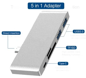 Lector y concentrador de tarjetas tipo C. Proporcionar puertos 2 USB adicionales compatibles con hasta 5 GbpsT - Imagen 1 de 6